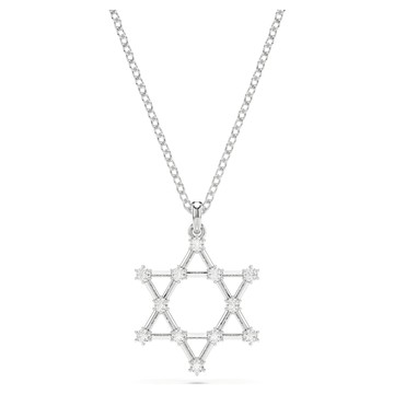 Insigne 鏈墜, 圓形切割, 星星, 白色, 鍍白金色