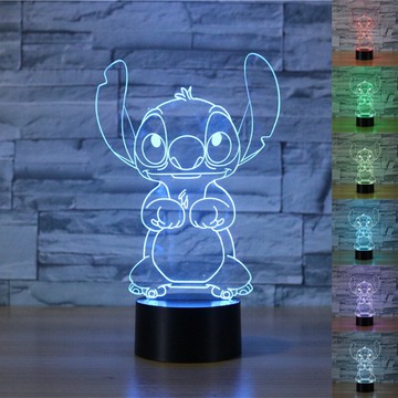 交換禮物 史迪仔 星際寶貝 史迪奇 LED 小夜燈 七彩 創意 USB 檯燈 新款 生日禮物 派對 燈飾  货到付款
