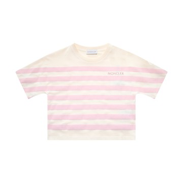 Moncler - White And Pink Cotton T-shirt