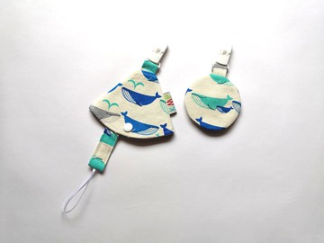 圓形平安袋 奶嘴夾 奶嘴收納袋 組合 鯨魚