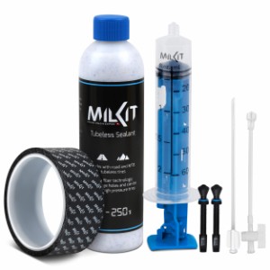 milKit Tubeless Tire Conversion Kit Bike Tubeless Setup Kit Sealant Bottle Sealant Injector Rim Tape Valves Pack