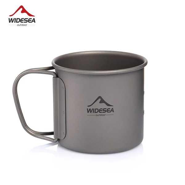 Widesea Camping Mug Titanium Cup Tourist Tableware Picnic Utensils Outdoor Kitchen Equipment Travel Cooking Set Cookware Hiking