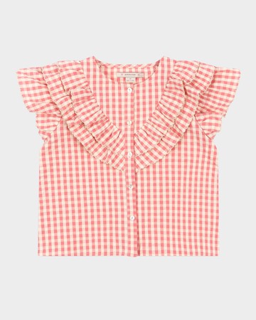 Girl's Kim Frill Gingham-Print Shirt, Size 18M-10
