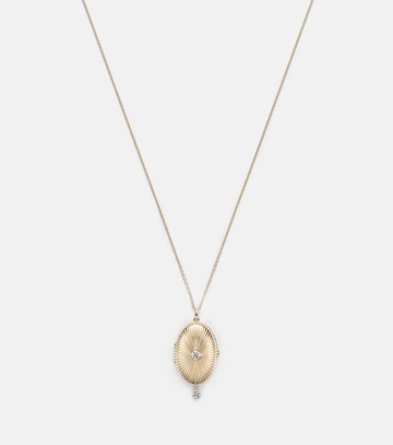 Persée 9kt gold locket necklace with diamonds