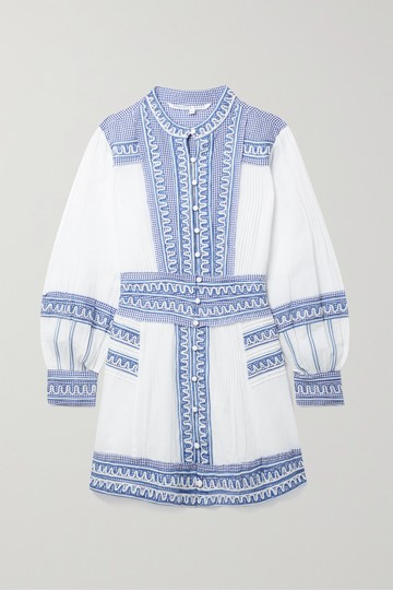 VERONICA BEARD - Pasha Ric Rac-trimmed Cotton And Linen-blend Mini Dress - White - US12