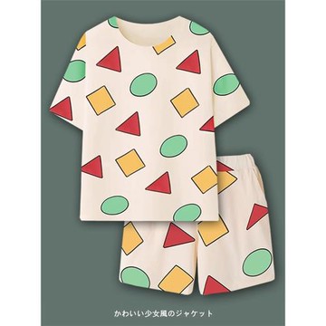 蠟筆小新睡衣女2025新款夏季純棉短袖短褲兩件套可愛網紅家居服男