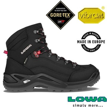 【LOWA】男 歐洲製造 RENEGADE GTX 中高筒防水透氣多功能健行鞋_登山鞋_LW310945-9913 黑/寶石紅