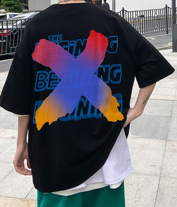 FINDSENSE X 韓潮 男士 寬鬆大尺碼 X個性字母 短袖T恤 情侶T