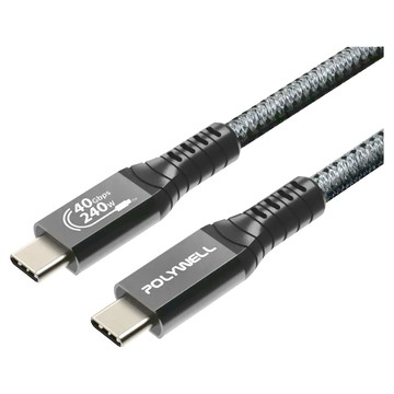 POLYWELL 寶利威爾 USB4 Type-C Gen3 40G 240W極速傳輸充電線  黑色  2m  1條