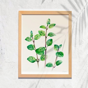 KITCHEN GARDEN 廚房餐廳掛畫 植物水彩複製畫 牛至裝飾畫