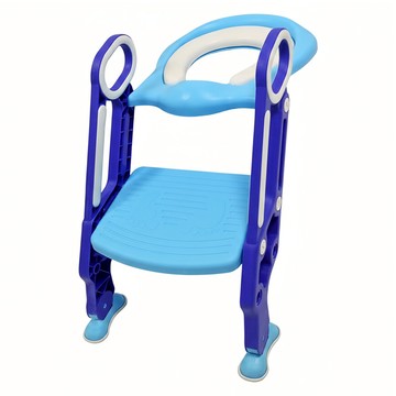 KiKimmy 兒童馬桶梯 兩段可調節踏板 腳底板防滑設計 PU防水軟墊 圓角邊緣不傷肌膚  藍色  1個