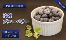 北海道仁木町産オーガニック冷凍ブルーベリー 500g×4パック　計2.0kg