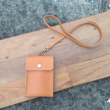 直式識別證證件夾悠遊卡套卡片可背式手工縫製真皮屆時皮革棕橘色