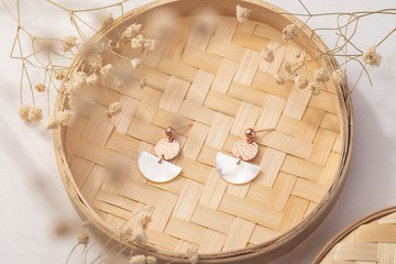 Zoaje SEYCHELLES 耳環 14K玫瑰注金, 白色珍珠