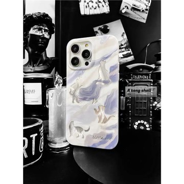 A tong shell小眾藝術感貓咪iphone16promax手機殼情侶14蘋果15保護套13原創新款創意羽紗男女高端殼12手機套