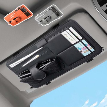 【Reddot 紅點生活】汽車加厚皮革質感遮陽板收納袋