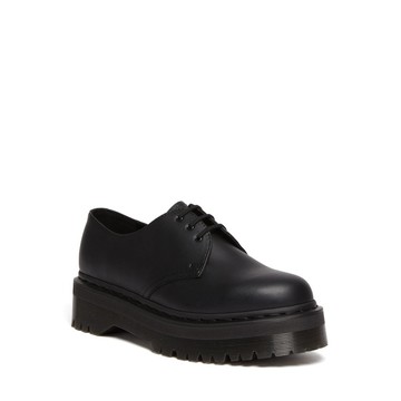 Dr. Martens 馬汀 1461 Felix Quad Mono 純素皮革厚底黑色女款牛津鞋