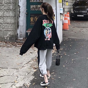 春秋季休閑運動套裝女韓版寬松衛衣哈倫束腳衛褲學生減齡兩件套潮