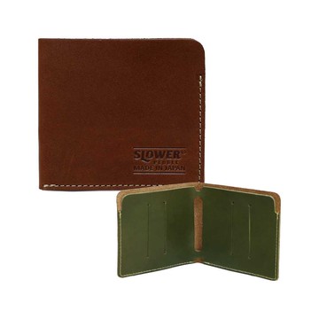 SSLOWER SLIM FOLDING WALLET Kay 真皮短夾  \ 棕色 \ 日本製造