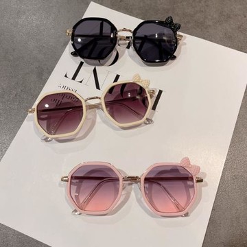 兒童眼鏡女童公主太陽鏡寶寶防紫外線防曬墨鏡女孩洋氣時尚金屬鏡