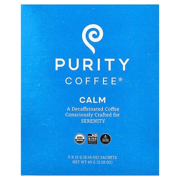 Purity Coffee, Calm，袋裝，脫因，5 袋，每袋 0.45 盎司（13 克）