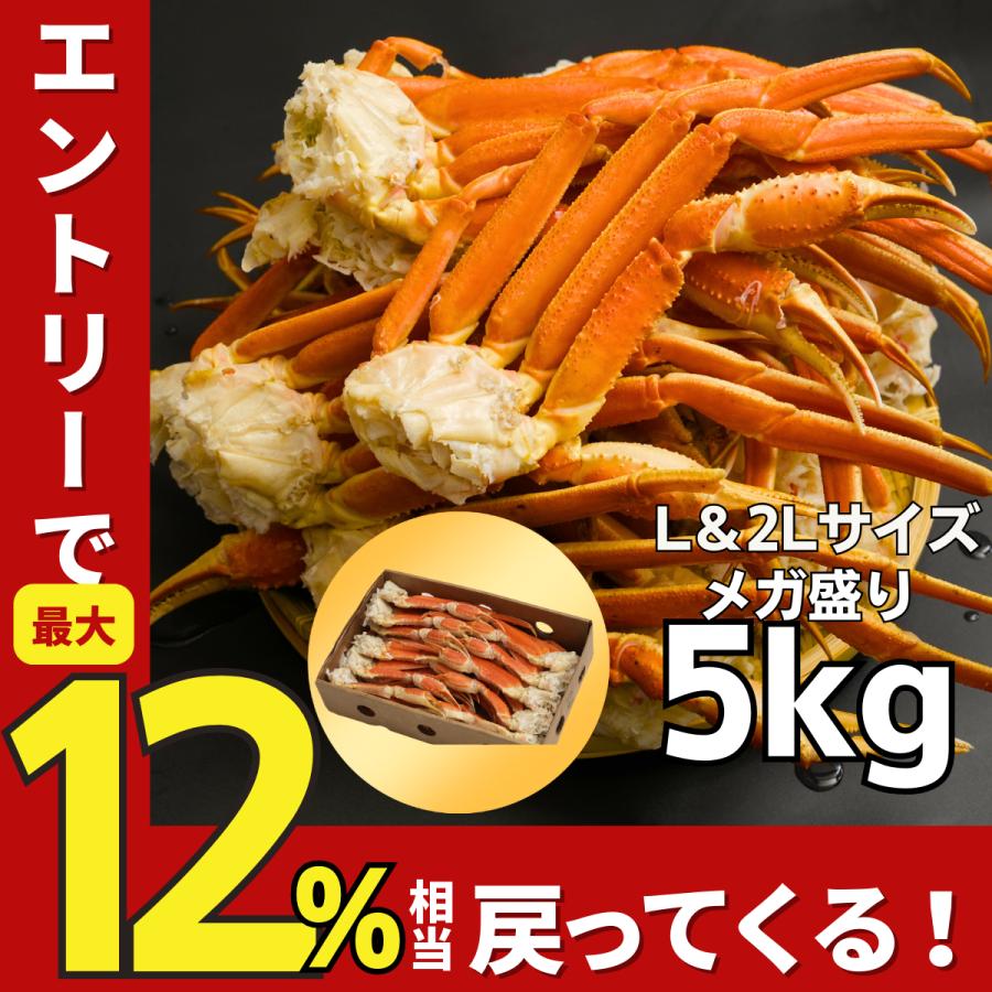 かに カニ 蟹 ずわいがに ボイル 脚  Lサイズ 2Lサイズ 山盛 5kg 16-24肩 5-7人前 ギフト お歳暮 贈りもの