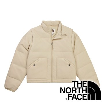 【THE NORTH FACE 美國】女可拆袖立領羽絨外套FP600『淺灰』NF0A8DUK