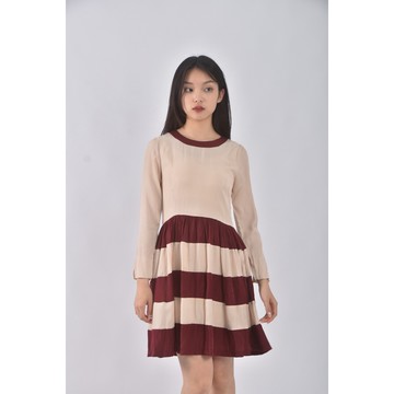 (S) v m luxury fashion棉質撞色杏色洋裝二手衣