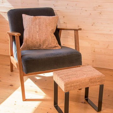 軟木皮革腳凳與抱枕套 (Natural)