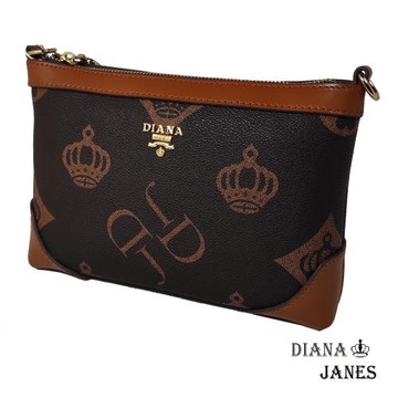 包【Diana Janes 黛安娜】經典LOGO皇冠雙色側揹包