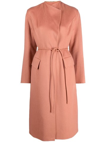 ZIMMERMANN - belted-waist felted coat - women - Wool/Viscose/Polyester/Polyurethane - 0 - Pink