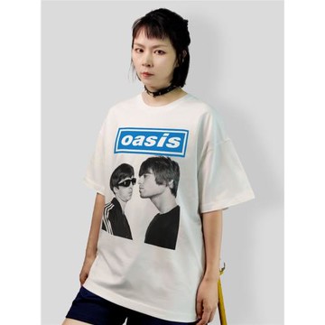 英倫搖滾Oasis綠洲樂隊Liam男女全棉純棉做舊無袖上衣純棉短袖T恤