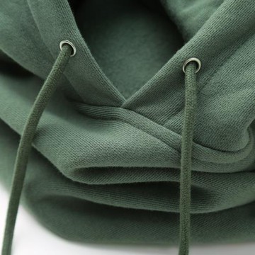 青苔綠 460g重磅橫向編織純棉連帽衛衣 純色寬松帽衫男女同款春秋