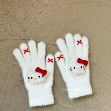 新款可愛hellokitty手套冬季ins風保暖騎行防寒情侶聖誕節手套女
