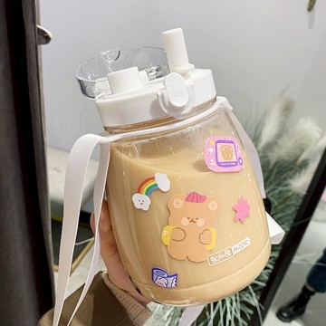 運動水壺 水杯女大容量雙飲吸管塑料杯可愛潮流正韓男大號運動便攜太空杯子【MJ8302】