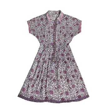 日本block print 花朵圖騰洋裝