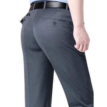 皮爾卡丹春夏男士西褲寬松直筒休閑薄款商務高檔桑蠶絲免燙長褲子