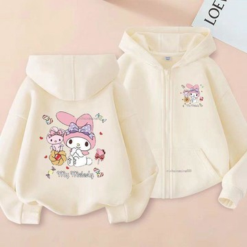 【秋冬新品】 女童連帽外套 兒童拉鍊外套 中大童開襟外套 庫洛米 美樂蒂 薄款 連帽 拉鍊 開襟 可愛 春秋款