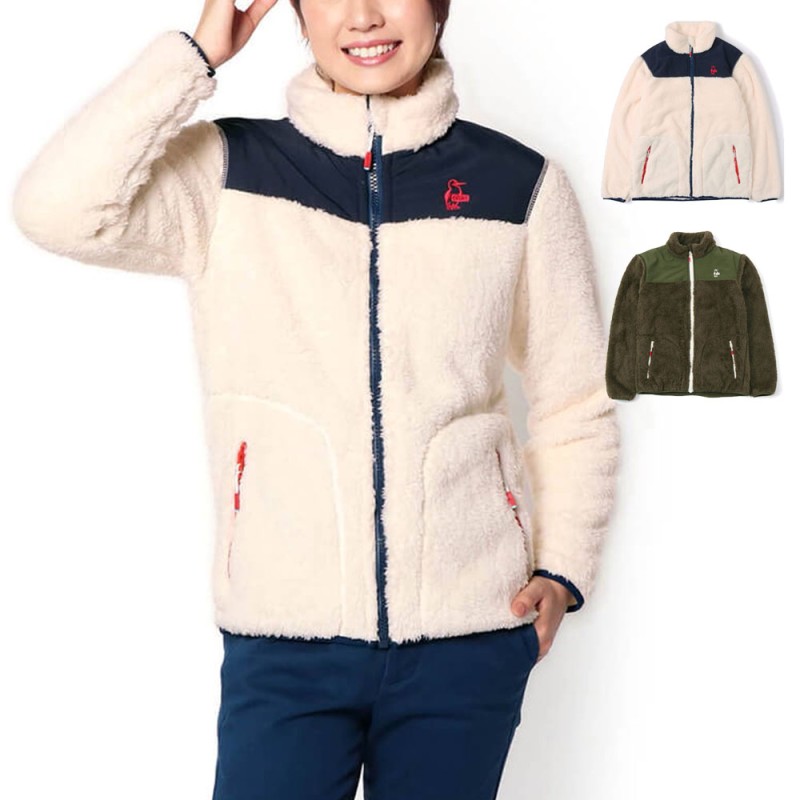 チャムス CHUMS エルモフリースジャケット Elmo Fleece もこもこ ボア CH14-1230-N065 ワンポイント レディース  最大15%OFFクーポン