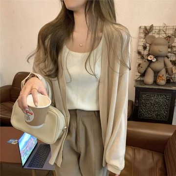 秋季2024新款別致寬松外搭獨特高級感氣質長袖針織開衫上衣女外套