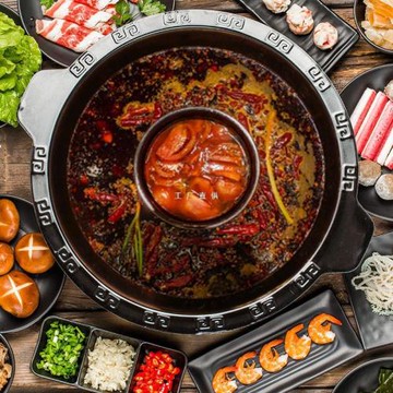 九宮格火鍋鍋商用卷邊加厚鴛鴦鍋子母鍋回紋琺瑯鍋中式鑄鐵奔馳鍋