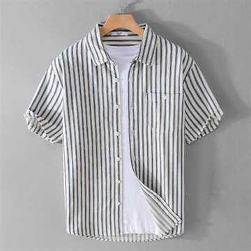 【巴黎精品】襯衫短袖上衣-條紋帥氣簡約百搭男裝a1bu112