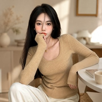 【台灣出貨】大碼女裝長袖T恤 寬鬆顯瘦遮肚藏肉 韓版純色百搭上衣 法式復古高級感 秋冬休閒洋氣內搭胖mm大尺碼質感