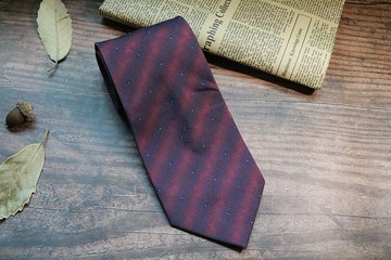 紅藍復古條紋領帶真絲商務型男necktie