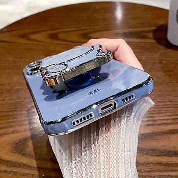 招財貓電鍍手機殼支架 桌面摺疊支架卡通創意懶人手機ins摺疊支架