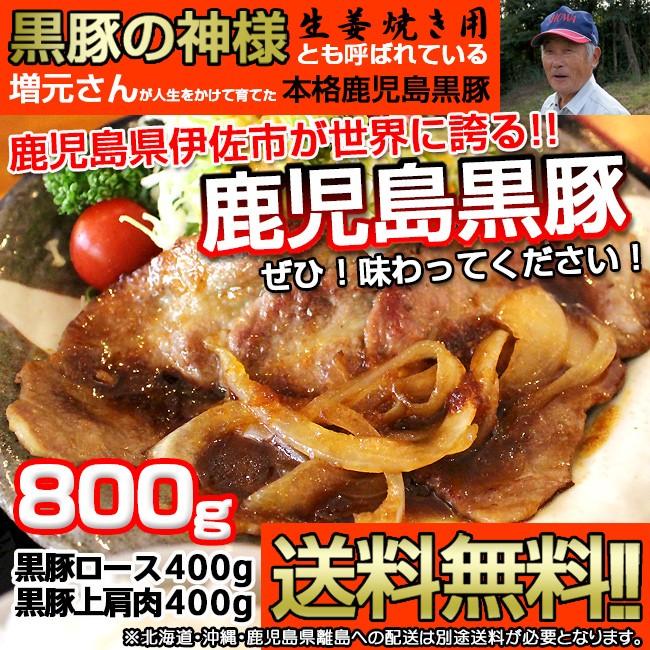 しょうが焼き 鹿児島黒豚 生姜焼き用 黒豚 食べくらべ セット 黒豚ロース肉 400ｇ 黒豚上肩肉 400g 計800g 送料無料 一部地域除く