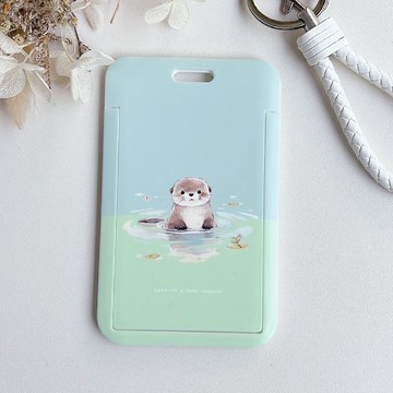 手繪插圖卡套鑰匙圈-水獺/兔兔/柴犬/玄鳳/卡片夾/證件套行李吊牌