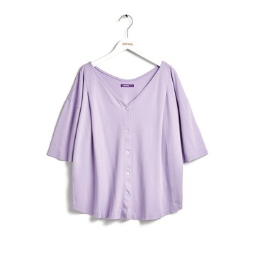 SOMETHING｜女裝｜打褶造型寬版V領襯衫