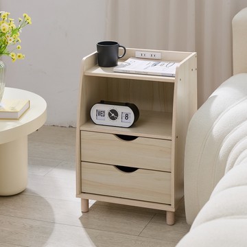 ONE生活一格二抽邊櫃插座款/床頭櫃/抽屜櫃