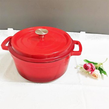 現貨大容量琺瑯燉鍋鑄鐵飯釜 26cm經典紅色搪瓷鑄鐵鍋一件起批